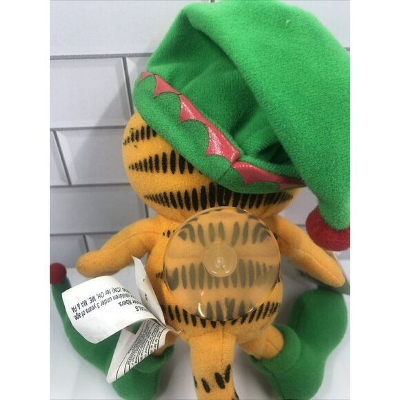 Garfield Vintage Russell Stover Elf Christmas Holiday Appr 8" Plush Suction Cup - Picture 5 of 7